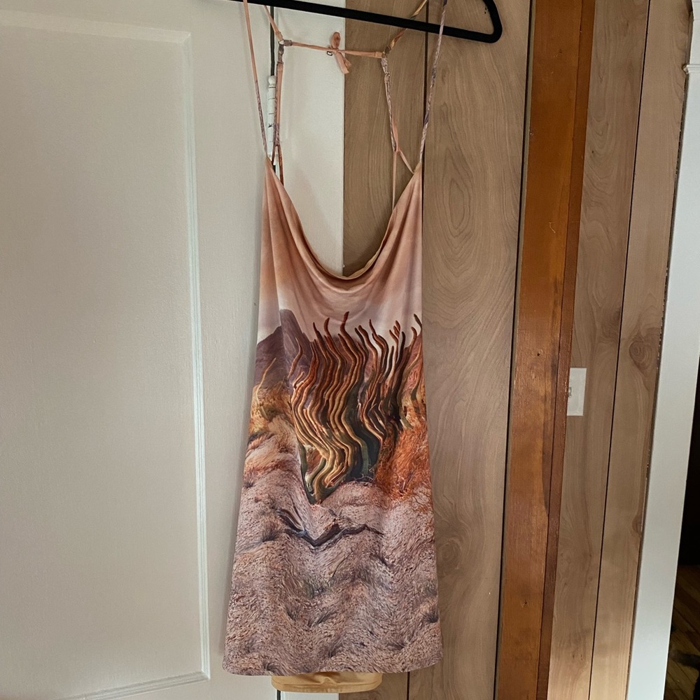 Open back desert print dress